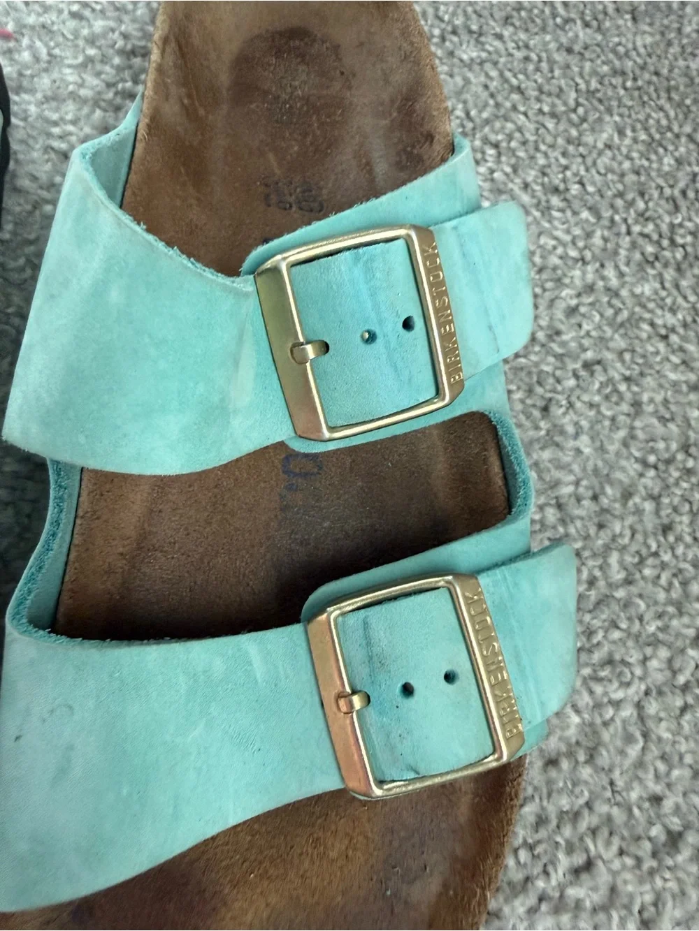 Birkenstock Arizona Womens Turquoise Suede Soft Footbed Women Size 40/9 Us Regul